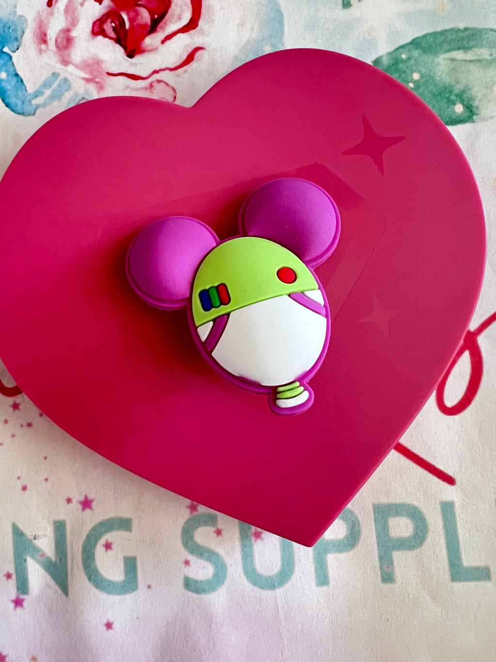 Purple/ green mouse balloon charm