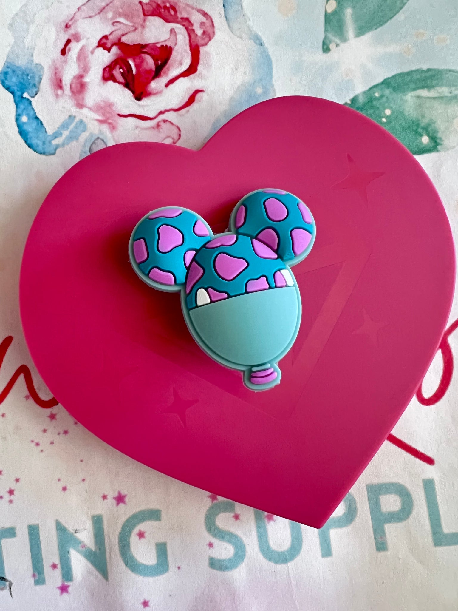 Teal/ purple mouse balloon charm