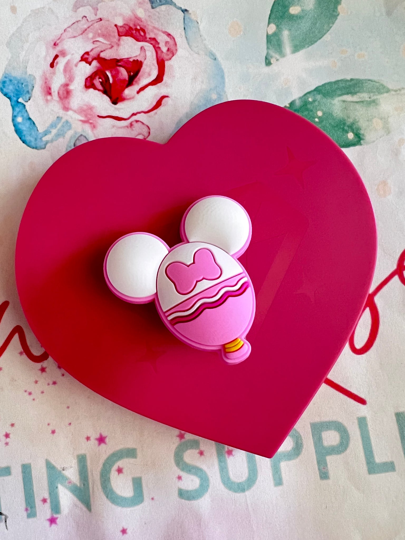 White/ Pink mouse balloon charm