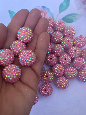 Pink Rhinestoned Bubblegum Bead