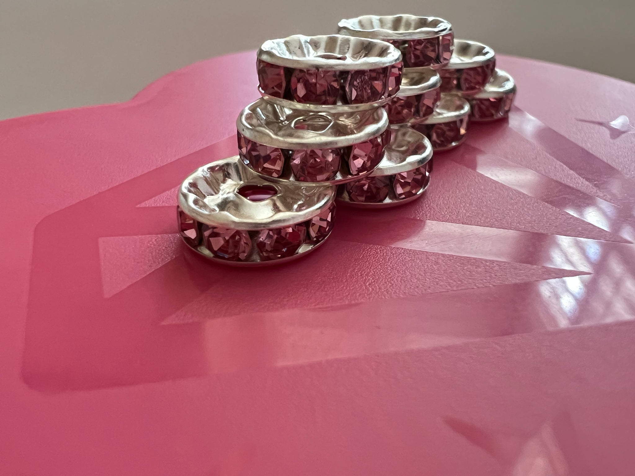 Silver and Pink Spacer Bead